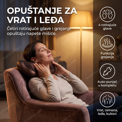 shiatsu jastuk masažer sa grejanjem u upotrebi za vrat i leđa, benefiti proizvoda