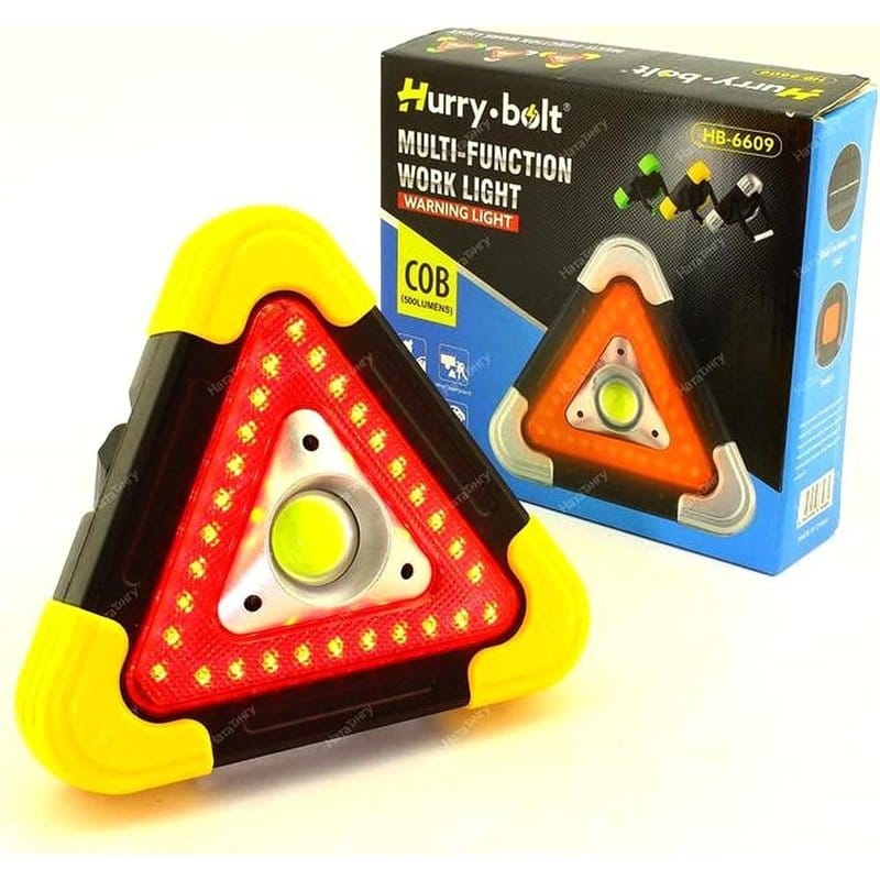 sigurnosni LED trougao pored kutije hurry bolt sa upaljenim crvenim svetlom