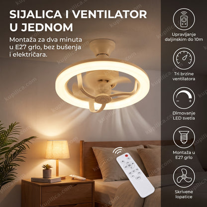 Bela sijalica ventilator sa LED svetlom i daljinskim upravljačem na plafonu – benefiti proizvoda
