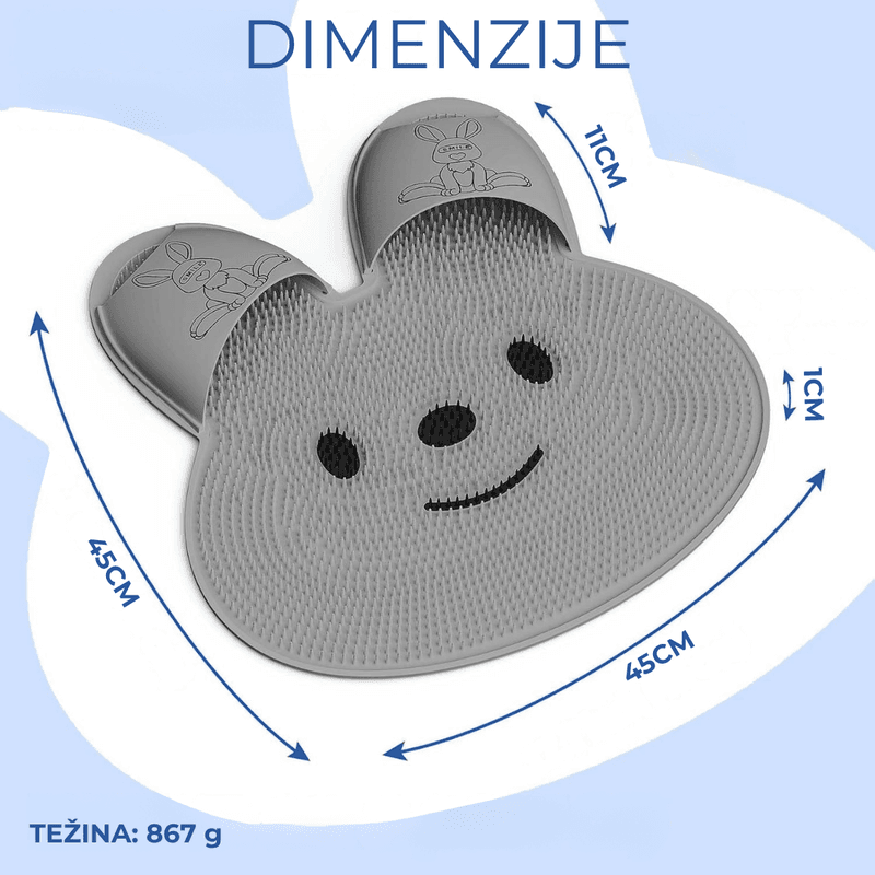 podloga sa označenim dimenzijama 45x45 cm i težinom 867 grama