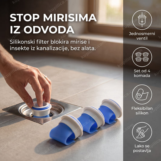 silikonski filter za odvod postavljen u slivnik kupatila, benefiti proizvoda