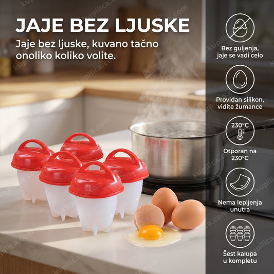 silikonski kalupi za jaja na kuhinjskom stolu, benefiti proizvoda