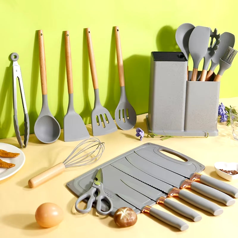 silikonski kuhinjski set od 19 delova — pregled