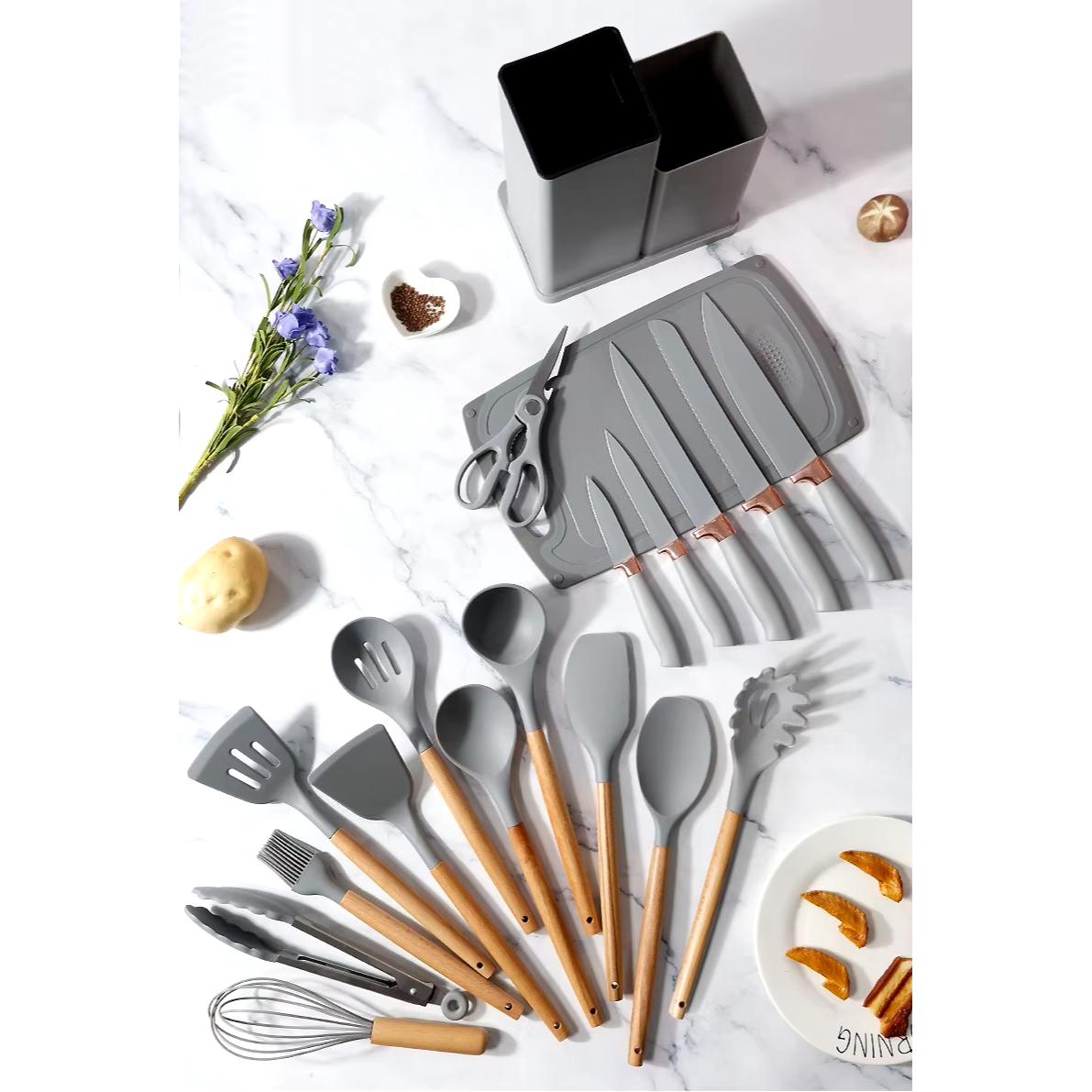 silikonski kuhinjski set od 19 delova — detalj 2