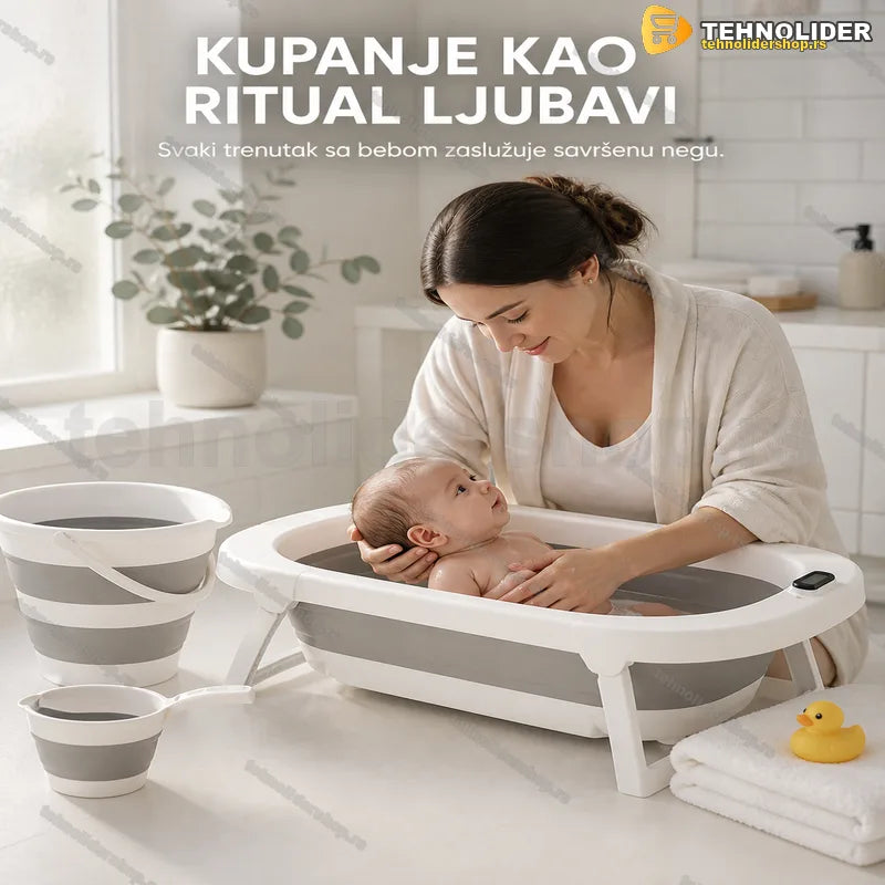 sklopiva kadica za bebe 4u1 sa kofom, bokalom i mrežastim ležajem
