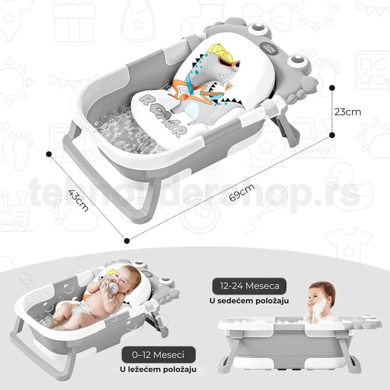 sklopiva kadica za bebe sa termometrom — pregled