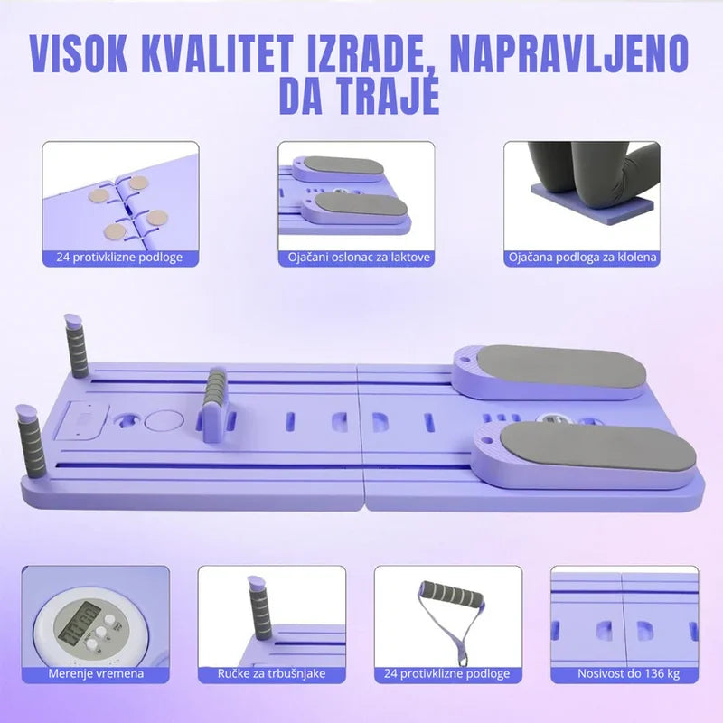 sklopiva pilates daska — visok kvalitet izrade, detalji gazišta i tajmera