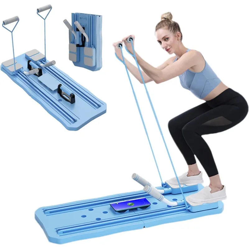 sklopiva pilates daska — elastične trake sa ručkama za ruke