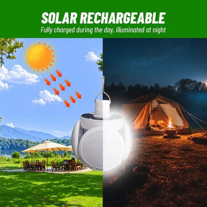 sklopiva solarna lampa za kampovanje sa solarnom pločom, prikaz dnevnog punjenja i noćnog svetla