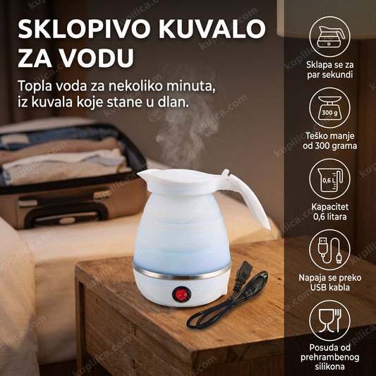 belo sklopivo kuvalo za vodu na putovanju u hotelskoj sobi, benefiti proizvoda
