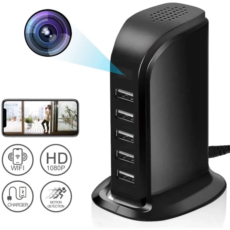 USB stanica sa kamerom puni telefone na radnom stolu u kancelariji