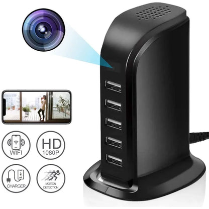 USB stanica sa kamerom puni telefone na radnom stolu u kancelariji