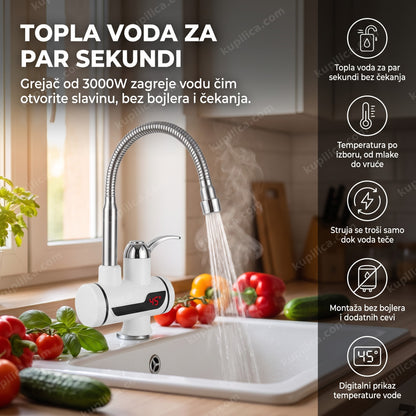 slavina sa grejačem 2u1 na sudoperi sa toplom vodom i digitalnim prikazom temperature, benefiti proizvoda