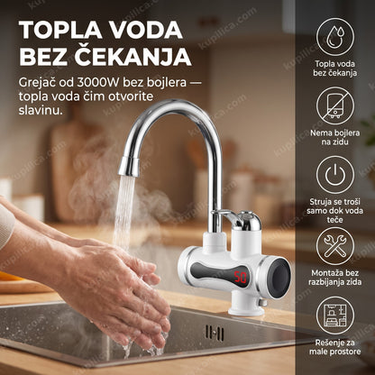 slavina sa grejačem bez bojlera na sudoperi sa toplom vodom i parom, benefiti proizvoda