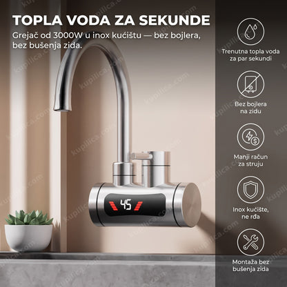slavina sa grejačem za sudoperu inox iznad kuhinjskog sudopera, benefiti proizvoda