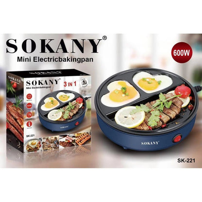 Sokany 3u1 mini električni gril tiganj sa kutijom, jajima u obliku srca i mesom