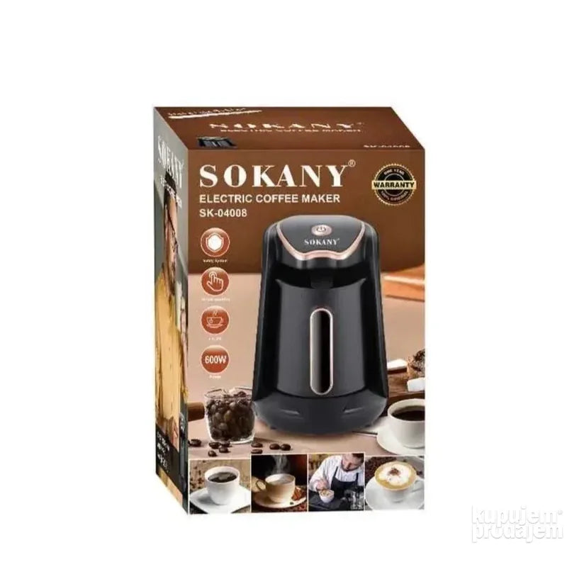kutija Sokany aparata za tursku kafu SK-04008 sa prikazom upotrebe