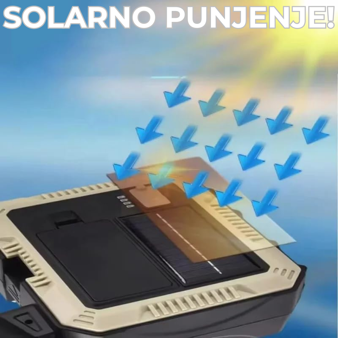 solarna lampa sa setom alata — punjenje solarnim panelom