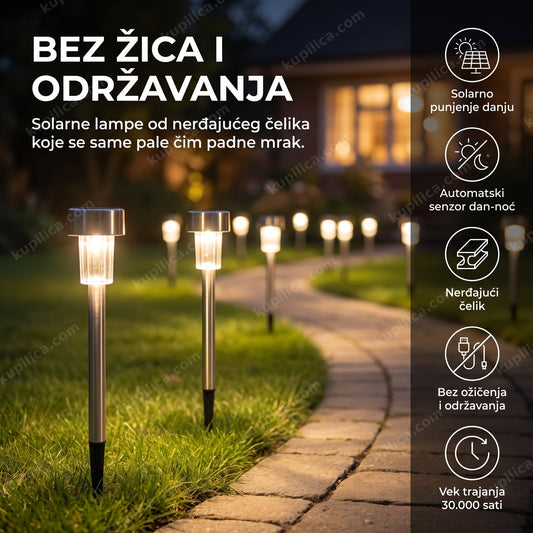 solarna lampa za baštu, set od 10 komada duž staze u dvorištu noću, benefiti proizvoda