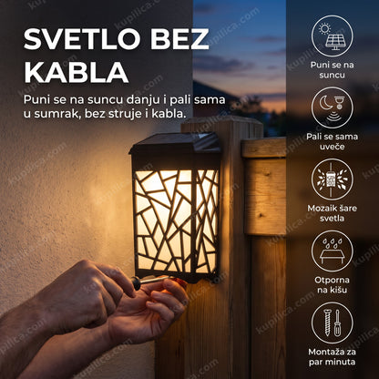 Nazidna solarna lampa AB-TY49 sa mozaik kućištem i senzorom mraka