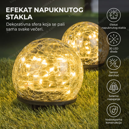 solarna led lopta dekorativna sa efektom napuknutog stakla na travnjaku, benefiti proizvoda