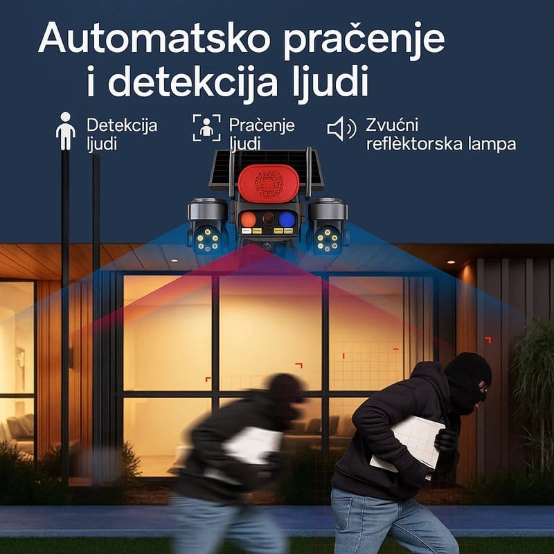 solarna PTZ kamera sa tri sočiva 4G — detalj 1