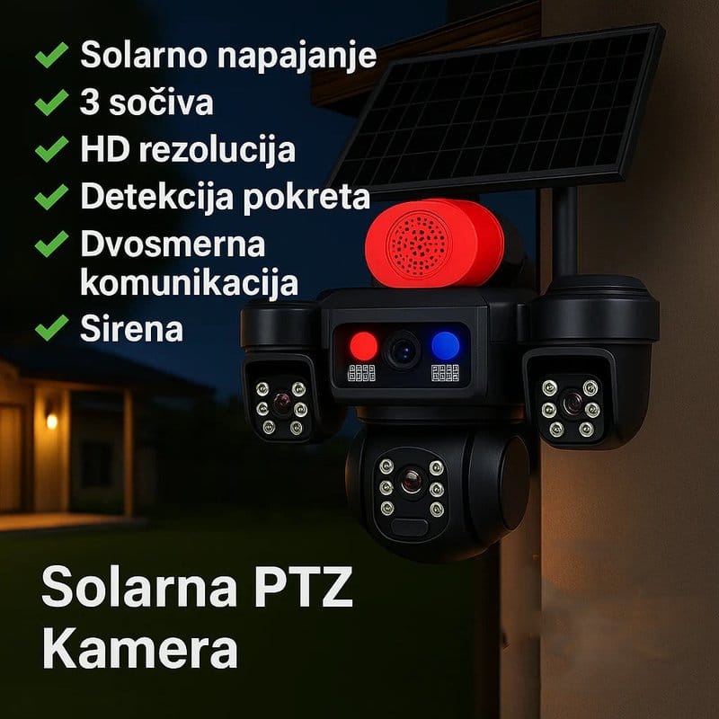 solarna PTZ kamera sa tri sočiva 4G — detalj 2