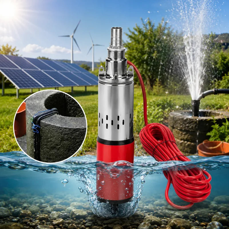 solarna pumpa za bunar 12V 250W potopljena u vodu sa crevom i solarnim panelima