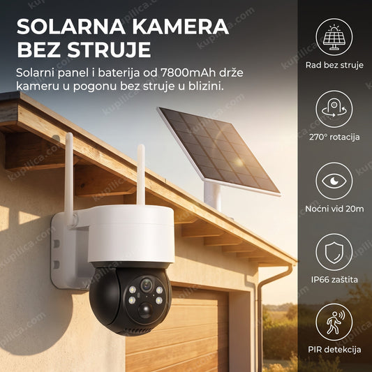 Solarna WiFi PTZ kamera montirana na krovu garaže popodne, benefiti proizvoda
