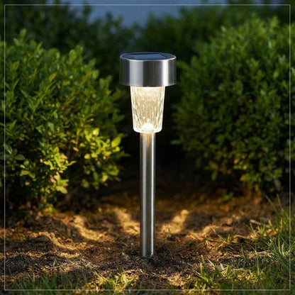 solarne lampe za dvorište INOX — set od 10 lampi od nerđajućeg čelika