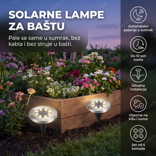 solarne led lampe za baštu oko žardinjere sa cvećem u sumrak, benefiti proizvoda