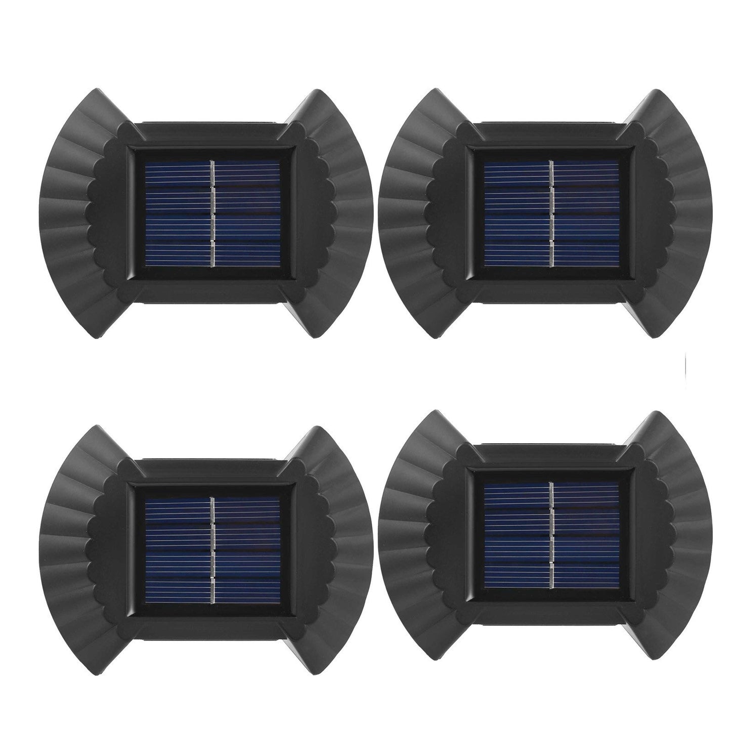 set od četiri solarne zidne lampe B1618A na beloj pozadini