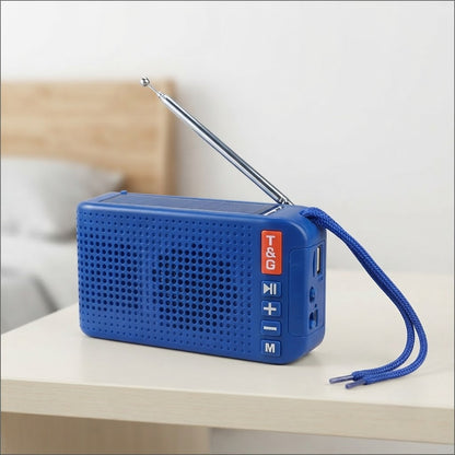 solarni bluetooth zvučnik TG-184 plavi — prednja strana sa solarnim panelom