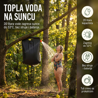 solarni kamp tuš 20l okačen na granu tokom kampovanja, benefiti proizvoda