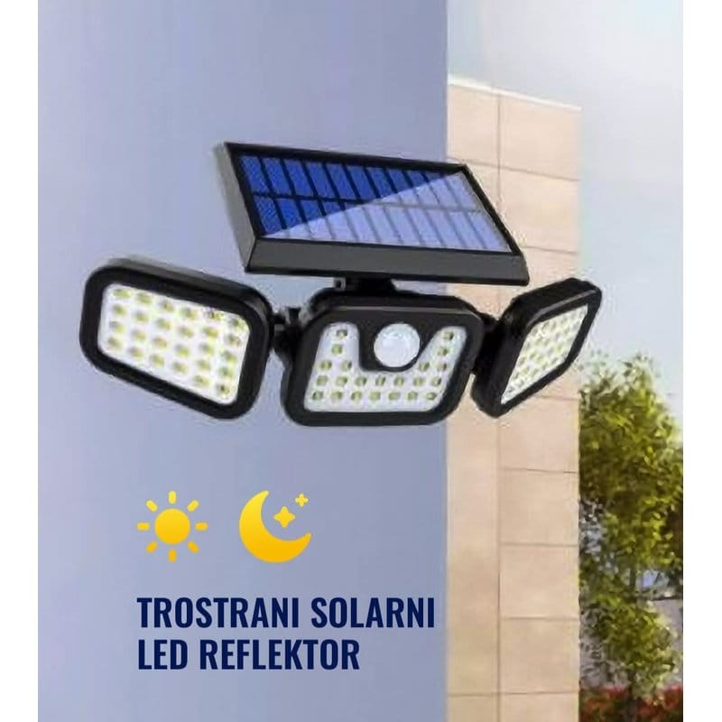 solarni led reflektor sa senzorom pokreta i 3 glave — detalj 2