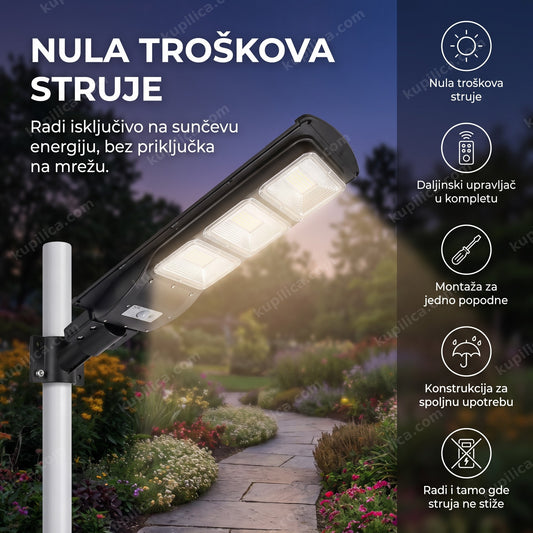solarni led reflektor stubni pored baštenske staze u sumrak, benefiti proizvoda