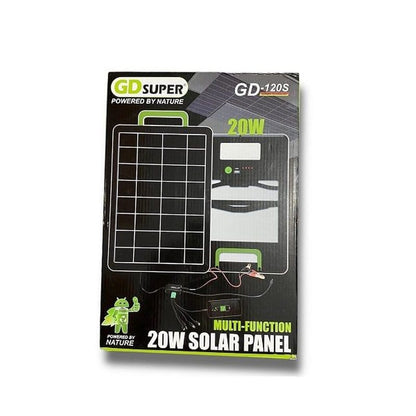 kutija pakovanja solarnog panela punjača 20W GD-120S sa multifunkcionalnim opisom