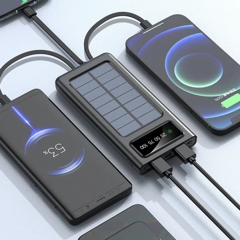 Solarni punjač za telefon 20000mAh — prednja strana sa solarnim panelom