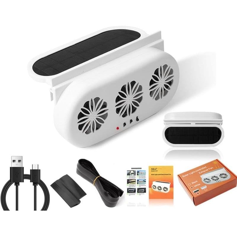 solarni ventilator za auto sa 3 glave — detalj 1