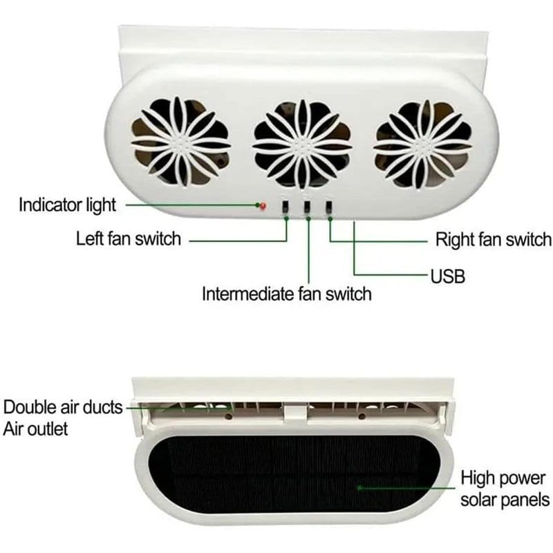 solarni ventilator za auto sa 3 glave — detalj 2
