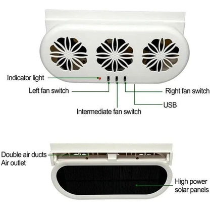 solarni ventilator za auto sa 3 glave — detalj 2