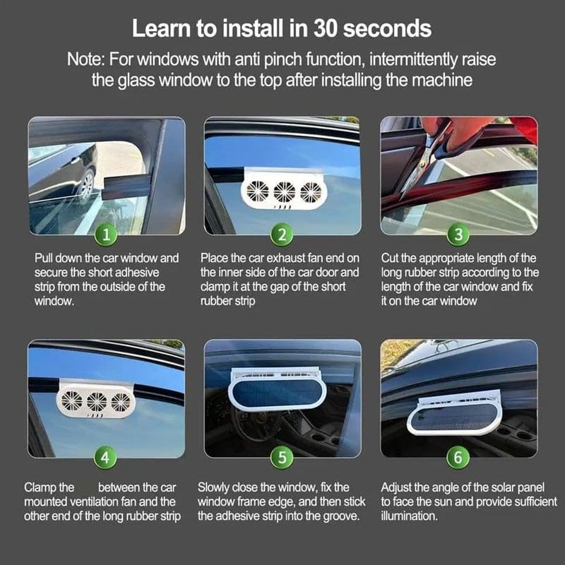 solarni ventilator za auto sa 3 glave — detalj 6