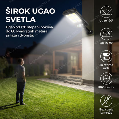 Solarni zidni reflektor 200W sa senzorom pokreta i IP65 zaštitom osvetljava dvorište