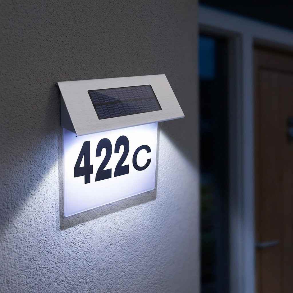 Solarno LED svetlo za kućni broj sa senzorom — pregled