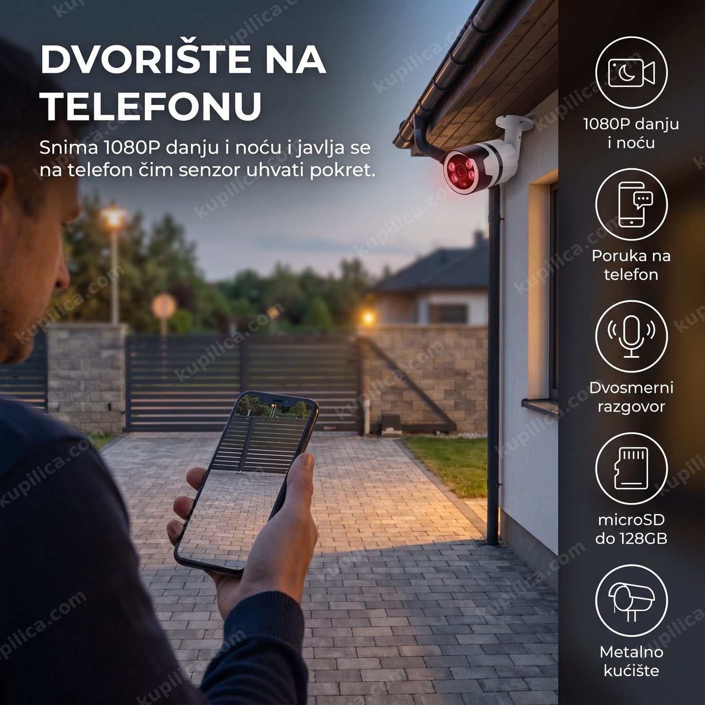 Spoljna WiFi IP kamera 1080P B1181 montirana iznad ulaznih vrata