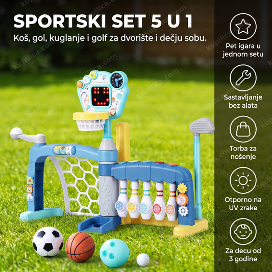 Sportski set 5 u 1 za decu sa košem, golom i kuglama, benefiti proizvoda