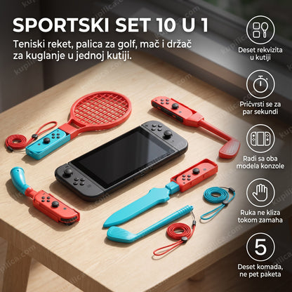 sportski set pribora za joy-con rasprostrt pored generičke konzole, benefiti proizvoda