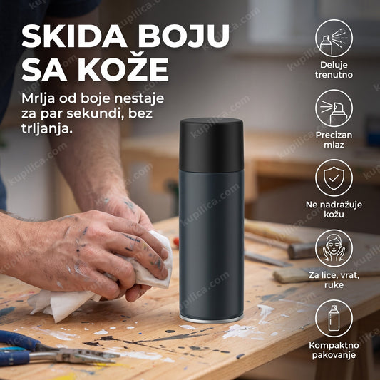 Sprej za skidanje boje briše tragove boje sa ruke krpom u radionici