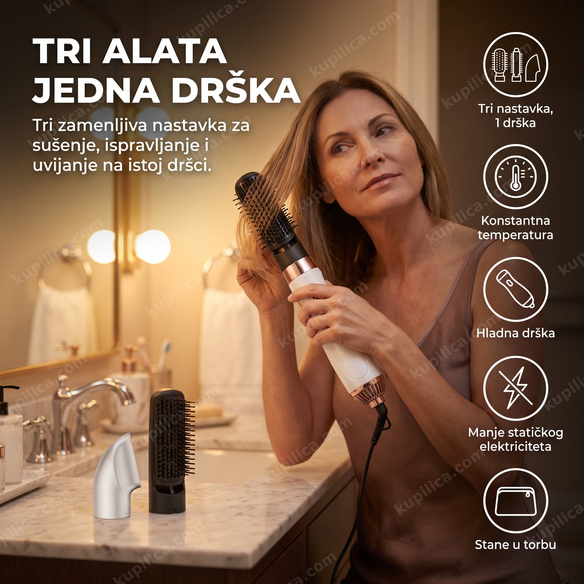 Stajler za kosu 3u1 NV-9160 — fen, pegla i uvijač u jednom uređaju