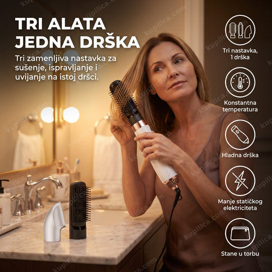 Stajler za kosu 3u1 NV-9160 — fen, pegla i uvijač u jednom uređaju